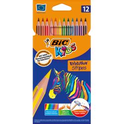 Олівці кольорові BIC Kids Evolution Stripes 12 шт. (3086123499102)