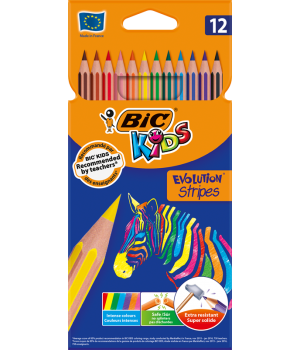 Олівці кольорові BIC Kids Evolution Stripes 12 шт. (3086123499102)