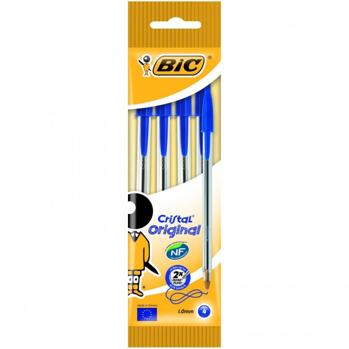 Ручки кулькові BIC Cristal сині 4 шт. (3086121601019)