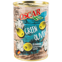 Оливки Oscar foods фаршировані сиром, 300 г ж/б ключ