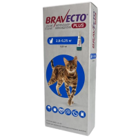 Bravecto Plus Spot-On - інсектоакарицидні краплі Бравекто Плюс Спот-Он для кішок Вага 2,8 - 6,25 кг, 250 мг одна піпетка