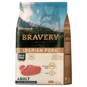 BRAVERY Iberian Pork Large/Medium Adult - сухой корм для взрослых собак средних и крупных пород, с иберийской свининой, 12 кг (313)