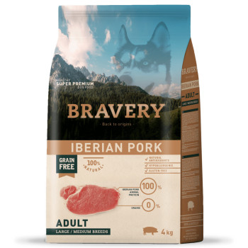 BRAVERY Iberian Pork Large/Medium Adult - сухой корм для взрослых собак средних и крупных пород, с иберийской свининой, 4 кг