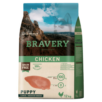 BRAVERY Chicken Puppy Large/Medium - сухий корм для цуценят cередніх та великих порід, з куркою, 12 кг (310)