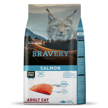 BRAVERY Salmon Adult Cat - сухой корм для взрослых котов, с лососем, 600 гр