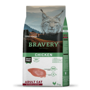 BRAVERY Chicken Adult Cat Sterilized - сухой корм для взрослых котов стерилизованных, с курицей, 7 кг