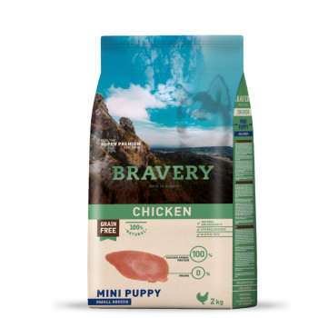BRAVERY Chicken Mini Puppy - сухой корм для щенков мелких пород, с курицей, 2 кг