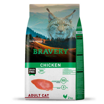 BRAVERY Chicken Adult Cat - сухой корм для взрослых котов, с курицей, 2 кг