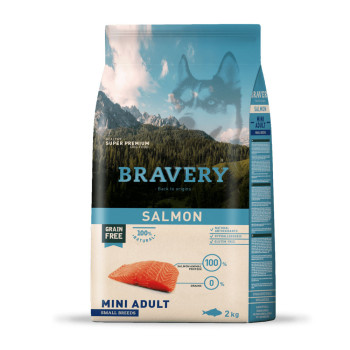 BRAVERY Salmon Mini Adult - сухой корм для взрослых собак мелких пород, с лососем, 2 кг