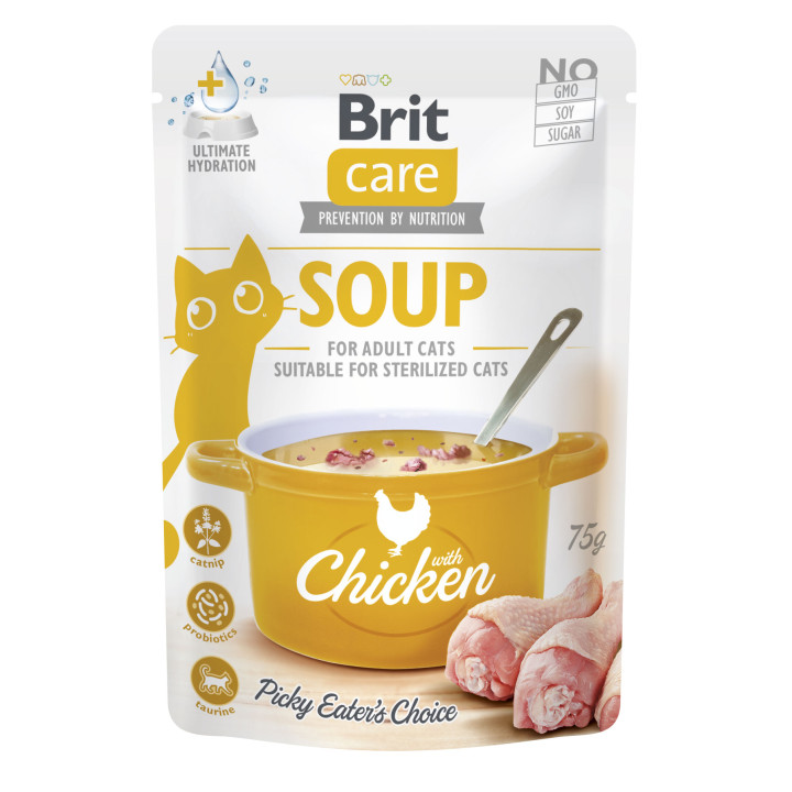 Корм влажный для кошек Brit Care Soup with Chicken, суп с курицей, 75 г