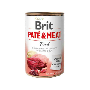 Brit Pate and Meat Beef - корм Бріт шматочки яловичини й індички в паштеті для собак 400 г (100858/100072/0274)