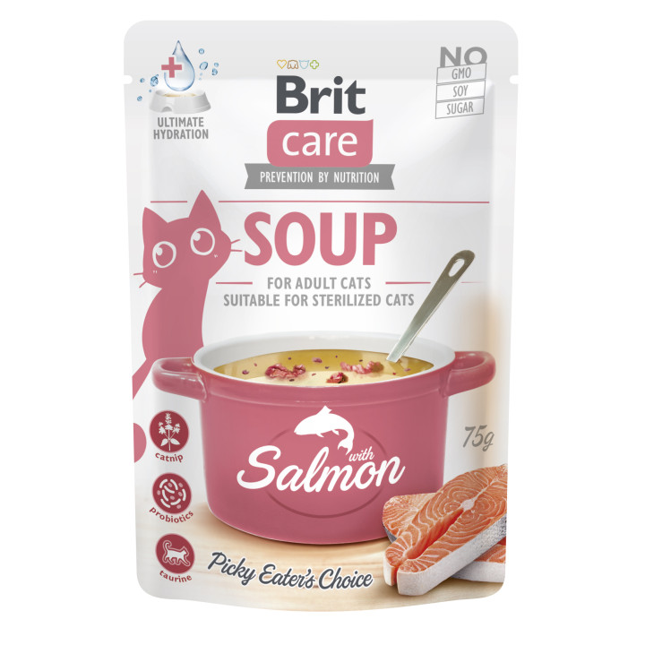 Корм вологий для котів Brit Care Soup with Salmon, суп з лососем, 75 г Корм вологий для котів Brit Care Soup with Salmon, суп з лососем, 75 г