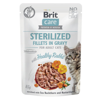 Корм влажный для стерилизованных кошек Brit Care Cat Sterilized, филе в соусе с кроликом, 85 г
