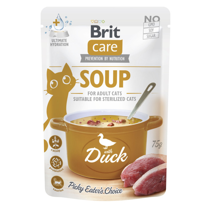 Корм влажный для кошек Brit Care Soup with Duck, суп с уткой, 75 г