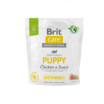 Brit Care Dog Sustainable Puppy - корм Бріт для цуценят з куркою та комахами 1 кг (172169)
