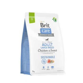 Brit Care Dog Sustainable Large Breed - корм Бріт для собак великих порід з куркою та комахами 3 кг (172182)