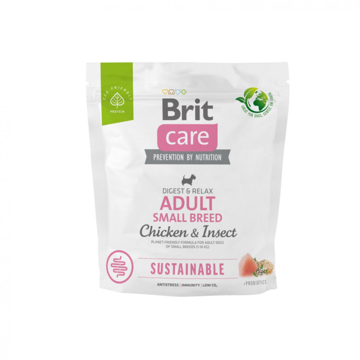 Brit Care Dog Sustainable Small Breed - корм Брит для собак мелких пород с курицей и насекомыми 1 кг (172172)