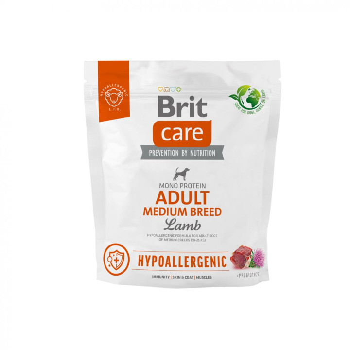 Brit Care Hypoallergenic Adult Medium Breed - корм Брит гипоаллергенный для собак средних пород с ягненком 1 кг