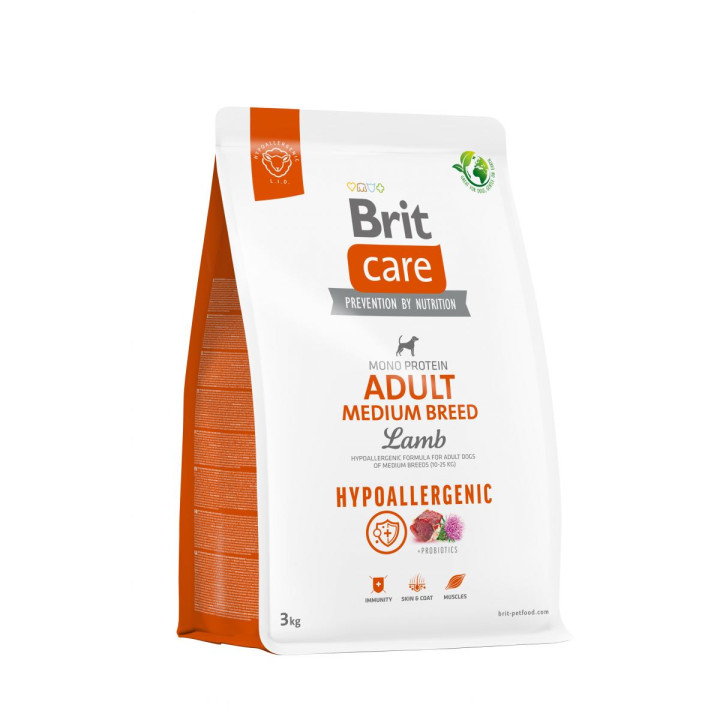 Brit Care Hypoallergenic Adult Medium Breed - корм Брит гипоаллергенный для собак средних пород с ягненком 3 кг