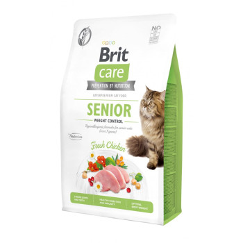 Brit Care Cat GF Senior Weight Control - корм Брит беззерновой для пожилых котов с излишним весом с курицей 7 кг (171313/0938)