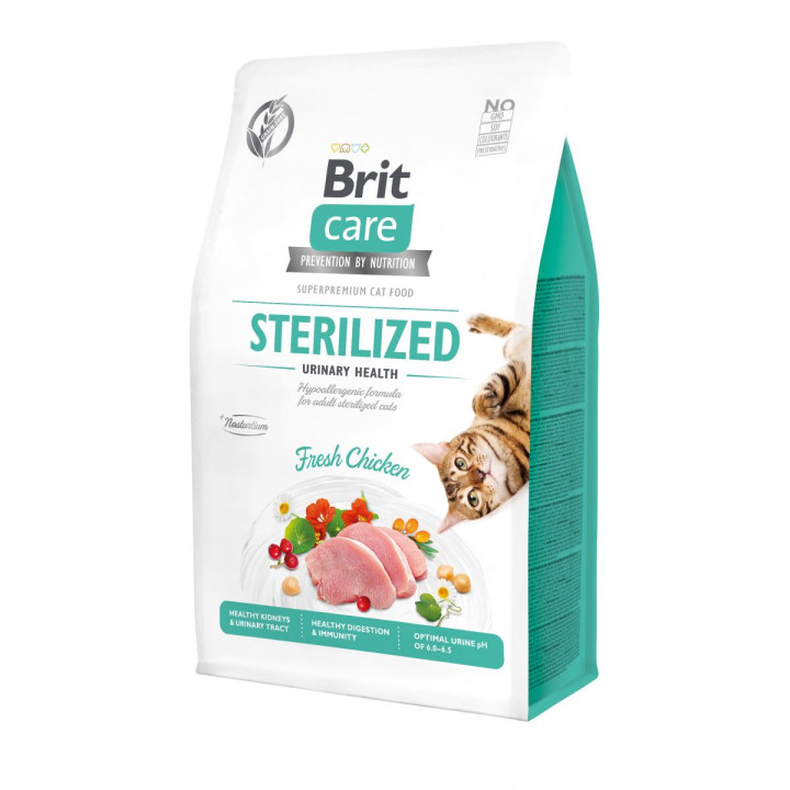 Brit Care Cat GF Sterilized Urinary Health - корм Брит беззерновий для стерилізованних котів з куркою 400 г (171287/0747)