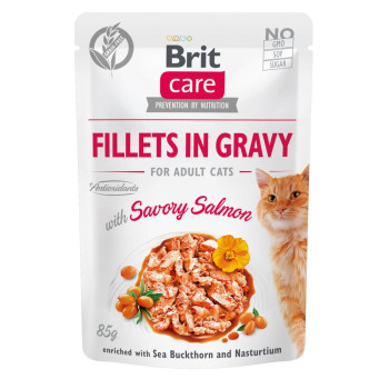Brit Care Cat Pouch - вологий корм Брит для котів філе у соусі пікантний лосось 85 г Brit Care Cat Pouch - вологий корм Брит для котів філе у соусі пікантний лосось 85 г