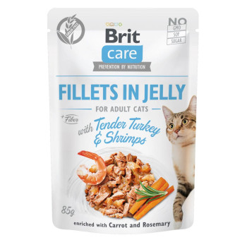 Brit Care Cat Pouch - влажный корм Брит для котов в желе индейка с креветками 85 г