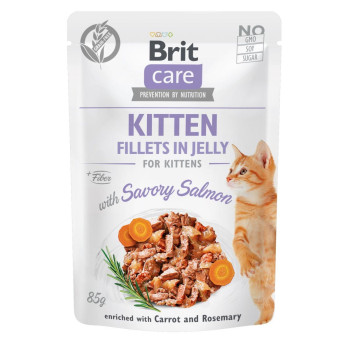 Brit Care Cat Pouch - влажный корм Брит для котят филе в желе пикантный лосось 85 г Brit Care Cat Pouch - влажный корм Брит для котят филе в желе пикантный лосось 85 г