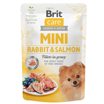 Brit Care Mini Pouch - консервы Брит из филе кролика и лосося в соусе для собак мелких пород 85 г (100913/100218/4432)