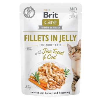 Brit Care Cat Pouch - влажный корм Брит для котов в желе треска и форель 85 г