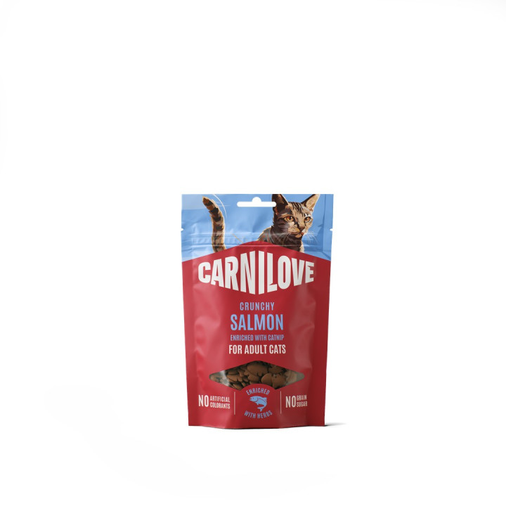 Лакомства Carnilove Crunchy Snack Salmon with Catnip для кошек хрустящие лосось и кошачья мята 50 г