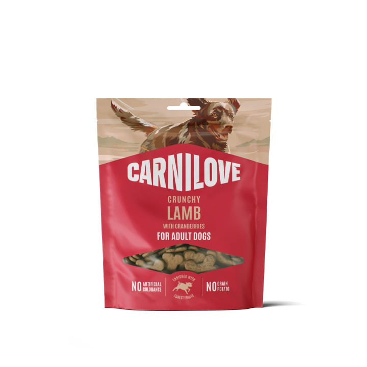 Ласощі Carnilove Crunchy Snack Lamb with Cranberries для собак хрусткі ягня і журавлина 200 г