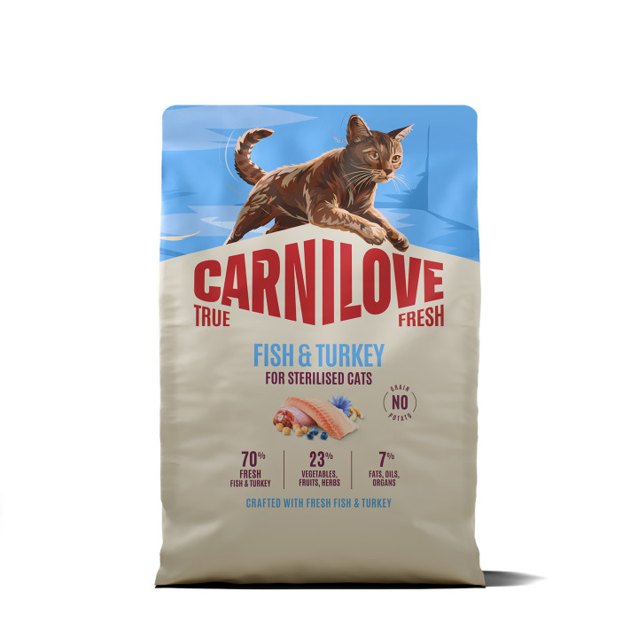Корм сухий Carnilove True Fresh Fish & Turkey Sterilised для стерилізованих котів риба та індичка 2 кг
