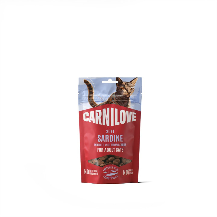 Лакомства Carnilove Soft Snack Sardine with Strawberry для кошек мягкие сардина и клубника 50 г