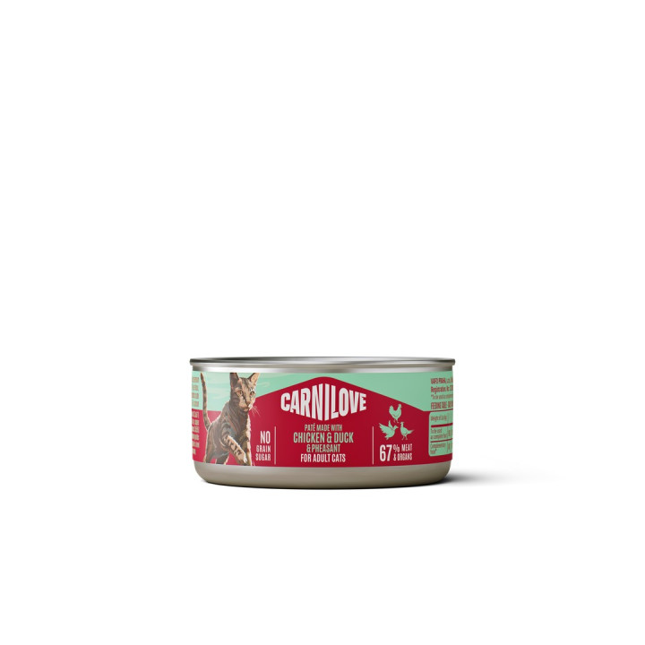 Корм влажный Carnilove Chicken, Duck & Pheasant для кошек паштет курица, утка и фазан 100 г