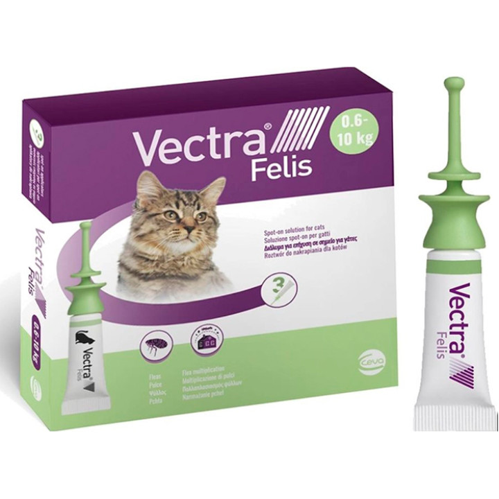 Капли Ceva Vectra Felis от блох для кошек, (3 х 0.9 мл), 1 пипетка