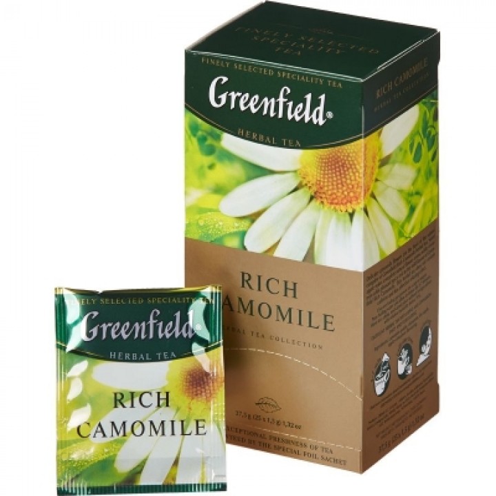 Чай трав'яний Greenfield Rich Camomile на основі ромашки з ароматом яблука і кориці 25х1,5 г