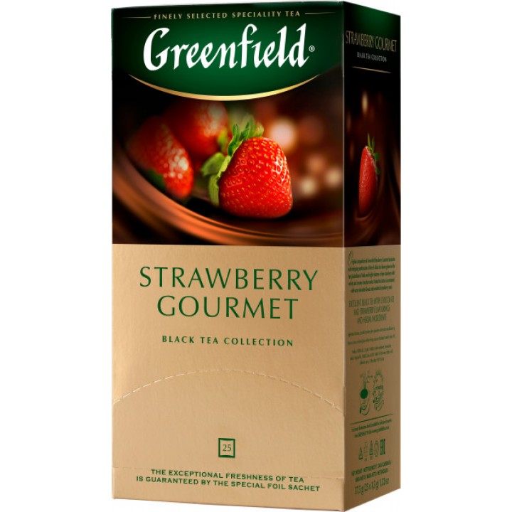 Чай чорний Greenfield Strawberry Gourmеt зі смаком полуниці та шоколаду 25х1,5 г