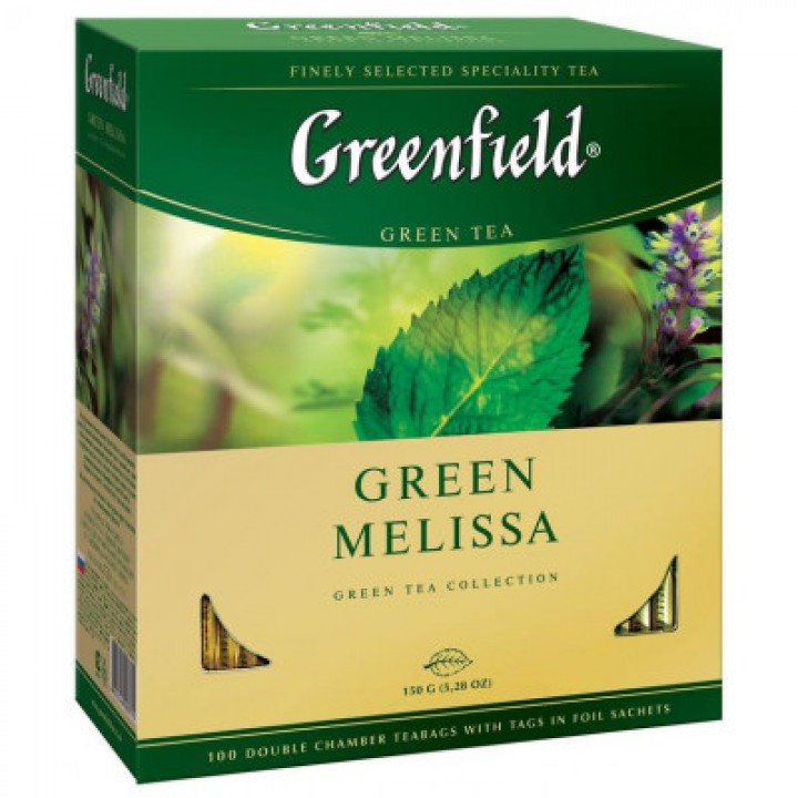Чай зелений Greenfield Green Melissa з ароматом м'яти та лимона 100х1,5 г