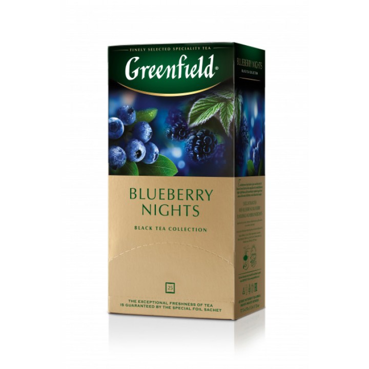 Чай чорний Greenfield Blueberry Nights зі смаком чорниці і вершків 25х2 г