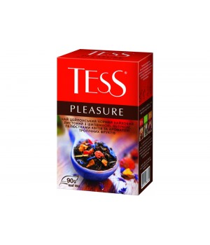 Чай чорний Tess Рleasure з шипшиною, яблуком, пелюстками квітів і ароматом тропічних фруктів 90 г
