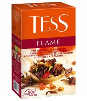 Чай трав'яний Tess Flame на основі каркаде з ароматом полуниці та апельсина 90 г