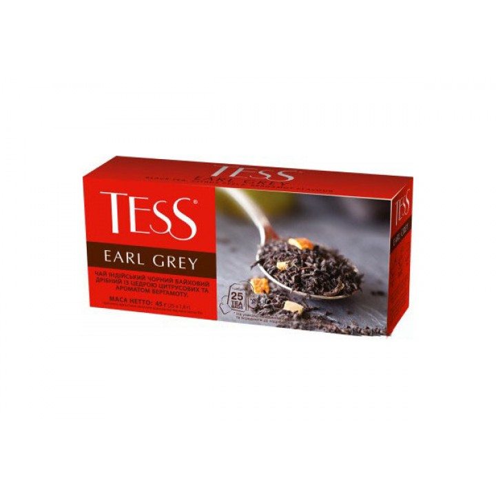 Чай чорний Tess Earl Grey з бергамотом 25х1,8 г