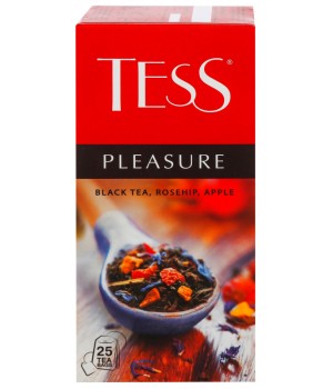 Чай чорний Tess Рleasure з шипшиною, яблуком, пелюстками квітів і ароматом тропічних фруктів 25х1,5 г