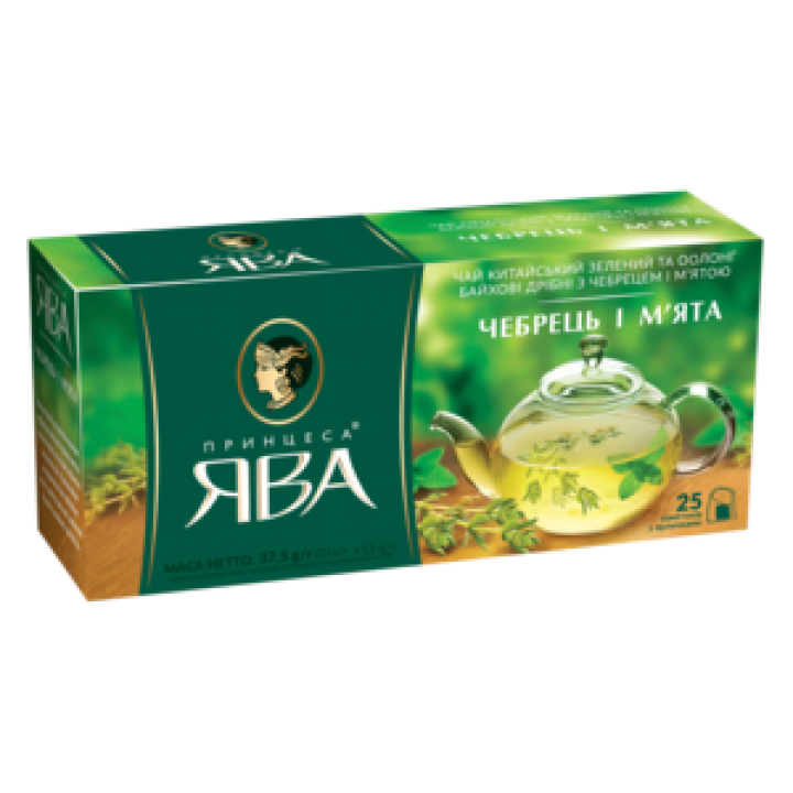 Чай зелений "Принцеса Ява" з чебрецем і м'ятою 25шт. х 1,5г (4823096806204)