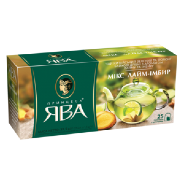 Чай зелений "Принцеса Ява" Мікс лайм-імбир 25шт. х 1,5г (4823096806372)