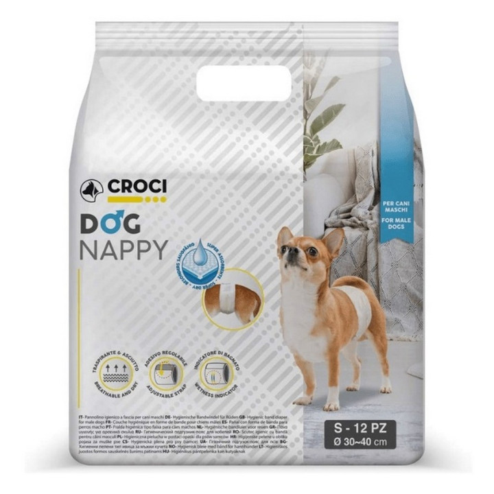Croci Dog Nappy - подгузник-повязка Dog Nappy для кобелей 12 шт S (30-40 см) (8023222167117)