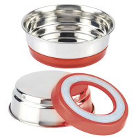 Миска CROCI Neon на резинке, красный неон, нержавеющая, 0,82 л, 17см