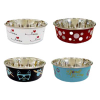 Миска CROCI Roxy принт глазур, в асортименті, нержавіюча, 0,75л, 17см