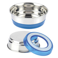 Миска CROCI Neon на гумці, синій неон, нержавіюча, 0,2 л, 12см